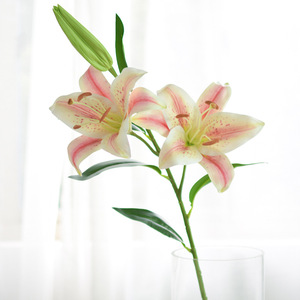 Altri Fiori e Piante Decorative, Steli di Fiori Artificiali Realistici per Decorazioni Matrimoniali, Grandi Dimensioni, 3 Teste, <span class=keywords><strong>Giglio</strong></span> Bianco - Product Image 6