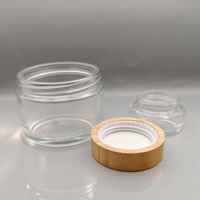 Bocaux ronds en verre givré vides avec couvercles en bambou, pots à crème en bambou, contenants cosmétiques de voyage rechargeables pour l'emballage de baume à lèvres