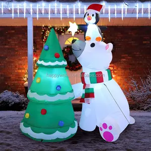 Dekorasi Penguin beruang kutub LED 2.4m, dekorasi dalam ruangan, Model maskot tiup untuk acara Natal