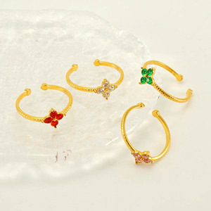 Zogxin Flower Ring Stainless Steel Adjustable With Zircon Inlay Unisex Jewelry Gift - Product Image 2