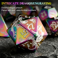 Ensemble de dés en alliage de zinc, 7 pièces, 16mm, arc-en-ciel, multicolore, polyédrique, DND pour Dungeons Dragons RPG