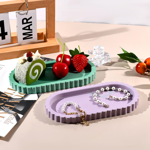 Moule en silicone ovale floral pour plateau, fabrication de bijoux en résine, <span class=keywords><strong>porte</strong></span>-bougie, vente chaude, pour débutants - Product Image 2