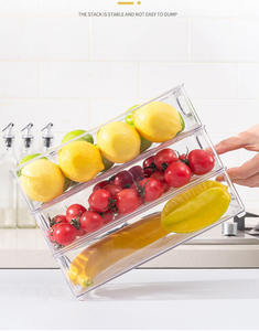 New Fashion 3pcs Set Stackable Square Crisper Food Grade <b>Kitchen</b> Transparent PET <b>Plastic</b> Refrigerator Storage Box - Product Image 3