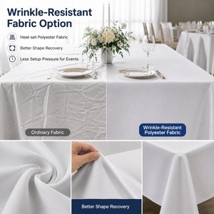 Luxury 132 <strong>Round</strong> Durable Reusable Stain Proof Wrinkle Resistant White Polyester <strong>Tablecloth</strong> Wholesale for Wedding Event Party - Product Image 3