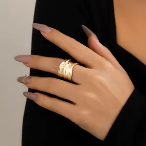 Retro Punk Tiny C Chape Verstelbare Open Ringen Voor Vrouwen Trendy Gothic Geometrische Vingerringen Paar Y 2K Sieraden Wed Accessoires