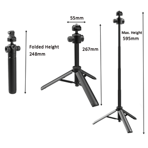 Mini trépied perche à selfie avec tige extensible et poignée, portable en ABS et aluminium pour webcam, smartphone, caméra de vlog - Product Image 1