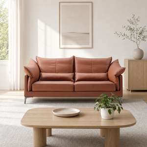 Sofá Wingback con Cojín de Felpa, Brazos con Alas, Patas de Metal Plateado, Perfil Bajo, 3 Plazas, Moderno, Minimalista, para Sala de Estar, Hotel u Oficina - Product Image 1