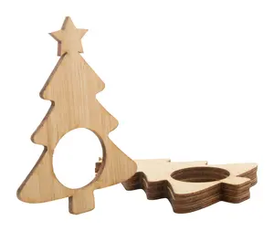 Bamboe 4 Pc Kerstboom Vormige Servet Ring Set Voor Restaurant Keuken Servet Ring Decoratieve Tafel Top Tissue Houder