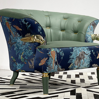 Canapé moderne en cuir nubuck à dossier haut paresseux BLOOM avec base en métal chaises de canapé monoplace en microfibre de loisirs bon marché