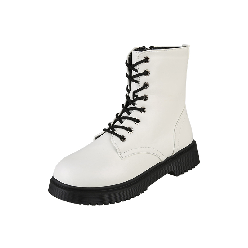 lace up pu leather fashion high quality platform rubber outsole plus size women winter boots sepatu boots wanita