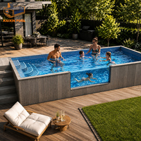 Royal Oasis 40ft Mosaic Sunset View Resort Deck Grand jacuzzi spa en fibre de verre de 20ft avec piscine à débordement pour conteneur hors sol