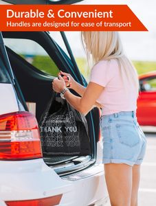 Simple Black Waterproof Washable Retail Plastic T-Shirt <strong>Bags</strong> Supermarket Grocery Shopping <strong>Bag</strong> With 'Thank You' Print - Product Image 5