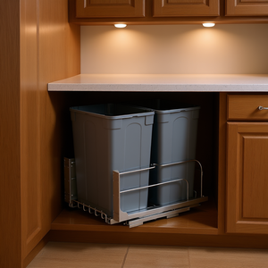 Cubo de Basura Doble Extraíble para Cocina, 70 Qt, Gris, de Plástico, con Mecanismo de Cierre Suave para Uso en Interiores - Product Image 2