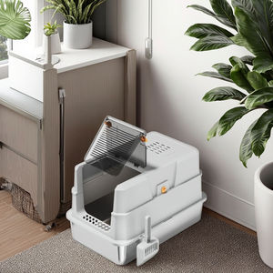 Extra große geruchs beseitigende Katzen toilette Anti-Splash Edelstahl Katzen toilette mit hohen Zäunen und <span class=keywords><strong>Flip</strong></span> Cover 20L Innenraum - Product Image 4