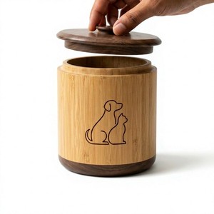 Walnut Bamboo <strong>Pet</strong> Urn Dual-Material Cylindrical Cremation Box With Engraved Dog Cat Keepsake <strong>Loss</strong> of Cat <strong>Gift</strong> - Product Image 4