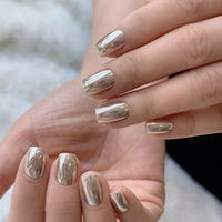 Poudre de pigment effet miroir métallique or et or rose argenté pour nail art, paillettes pour vernis gel UV, beauté des ongles