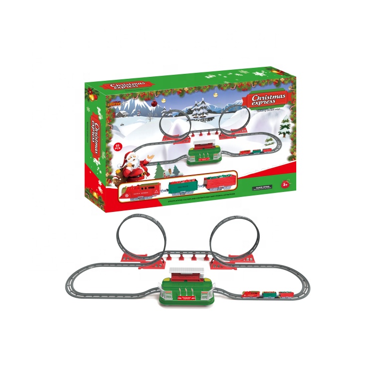 Christmas present Railway Toy Electric Car Track Kids Plastic Race Train Set Tracks Rail Fast Cars Slot Toys Christmas boy toy