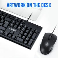 Set Keyboard dan Mouse berkabel USB 104 kunci, tahan air untuk PC Model TF500 penggunaan bisnis
