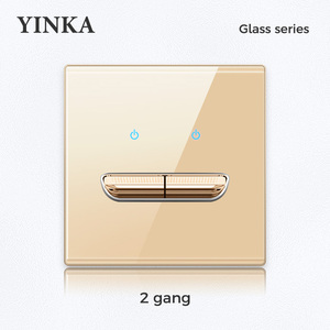 YINKA-Interruptor de detección de luz de espejo dorado, pulsador de pared para decoración de casa, 1, 2, 3, 4 entradas, 1 y 2 vías - Product Image 3