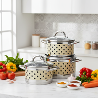 Vente flash : Ensemble de 6 ustensiles de cuisine en acier inoxydable, casseroles et poêles en métal, fond composite, poignées, casseroles, compatible induction, lave-vaisselle