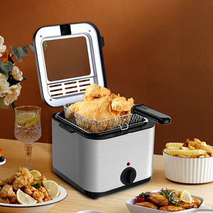 Friteuse Électrique 3L en Acier Inoxydable 1500W avec Panier Antiadhésif PTFE pour Poulet, Frites et Snacks - Product Image 1