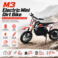 Mini moto électrique tout-terrain M3 pour enfants et adolescents, batterie amovible 36V 7.8Ah, moteur moyeu 650W, vitesse maximale 28 km/h, avant/arrière
