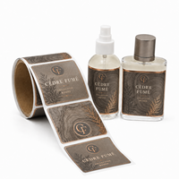 Label Botol Parfum dengan Tekstur Bunga Embos, Pinggiran Foil, Perekat untuk Kemasan Parfum dan Mist, Produsen Kustom