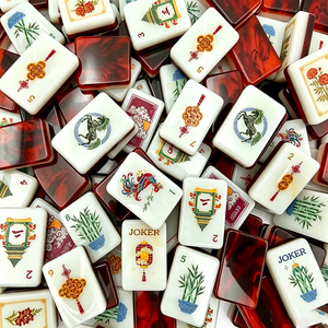 Colección de Fichas de Mahjong Personalizadas: Fuego + Fortuna - Fuego de Brasas, Juego de Mahjong Americano de Acrílico Rojo de Doble Capa - Product Image 6