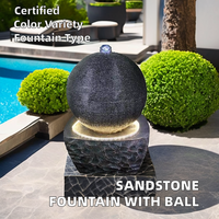 Fontaine cascade en grès en résine avec boule roulante Décoration murale Caractéristique d'eau pour jardin intérieur/extérieur Saison d'automne