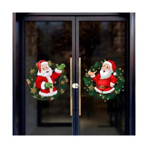 Autocollant mural de Noël Père Noël - Décoration amovible en PVC pour fenêtres et portes en verre - Product Image 2
