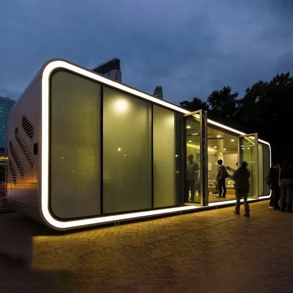 Katar prefabrik konteyner ranza evler bungalov Tiny Apple kabin Pod prefabrik modüler ev kapsül odası otel tesisi