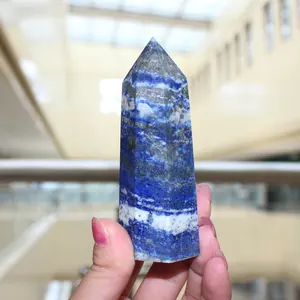 Natural crystal point lapis lazuli obelisk quartz point crystal wand points for office decoration