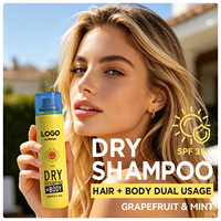 Shampooing Sec en Gros, Spray Cheveux et Corps, Protection UV SPF 35, Contrôle du Sébum, Volumisant, Rafraîchissant, Lissant, Anti-Odeur, Pamplemousse Menthe