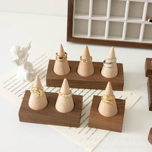 Jewelry Display Trays Walnut Wood Velvet Storage <b>Ring</b> <b>Necklace</b> Organizer For Retail Showcase - Product Image 4