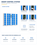 Armoire de rangement intelligente en acier à 36 portes avec lecteur d'empreintes digitales, écologique et assemblée, pour bureau, salle de sport, supermarché, bagages intelligents