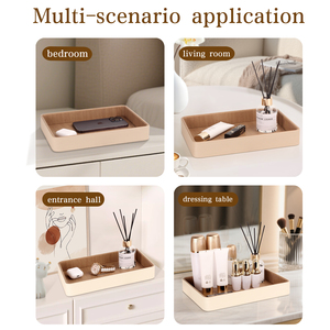Rechteckiges Leder-Tablett mit Muster, Modern, Luxuriös, Multifunktional, Umweltfreundlich, Dekoratives Einzeltablett für Schmuckaufbewahrung und -präsentation im Wohnbereich - Product Image 5