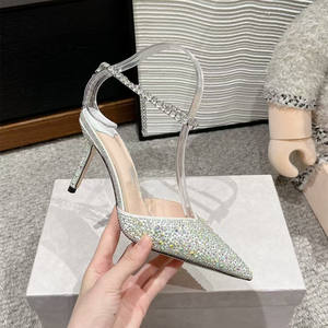 Zapatos de Tacón Alto Puntiagudos con Cristales y Diamantes para Mujer, Verano 2026, Sandalias con Cadena de Pedrería para Cena o Boda - Product Image 2