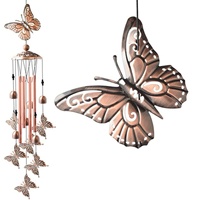 Cloche à vent musicale rétro en tube métallique, forme irrégulière, avec placage et animaux sculptés, pendentifs créatifs pour la maison, vente en gros d'usine