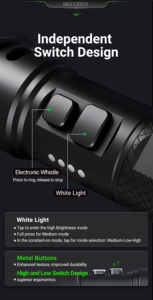 <span class=keywords><strong>Lampe</strong></span> <span class=keywords><strong>torche</strong></span> sonore et lumineuse NEXTORCH P86, 1600 <span class=keywords><strong>lumens</strong></span>, sifflet d'alarme 120 dB, rechargeable Type-C, pour la défense personnelle, la patrouille et les activités de plein air - Product Image 5
