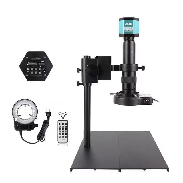4K Full HD Industrial Video Digital Camera 180X Lens Microscope for Static & Dynamic Image for PCB Welding & Phone Repair