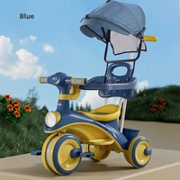 Tricycle poussette pour bébé avec barrière de sécurité amovible et auvent pour les enfants de 2 à 4 ans