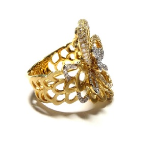 HongKong Classic 18k Solid Yellow Gold High Quality Diamond Cluster Pave Setting Women's Cocktail Wedding Party Rings - Product Image 3