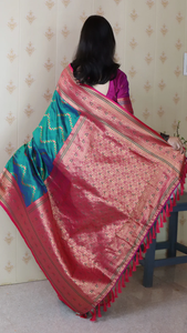 ผ้าส่าหรีผ้าไหมนุ่มสีเขียวสง่างามพร้อมซิกแซก meenakari zari ทอสวยงามเหมาะสำหรับการใช้งานแบบดั้งเดิมสวมใส่ในเทศกาล - Product Image 3