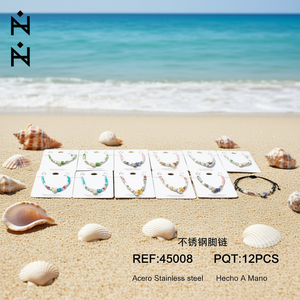 Bracelet de cheville en forme de coquillage en acier inoxydable fait main, lot de 12 pièces, bijoux tendance - Product Image 3