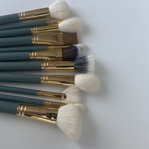 11pcs Goat Synthetic Hair Makeup Brush Set Wood Handle Green Face Eye Powder <b>Blush</b> Eyeshadow Cosmetic Brushes Custom Logo Kit - Product Image 6