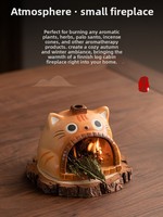 Brûleur d'encens en céramique en forme de chat mignon, petit foyer décoratif écologique pour une ambiance apaisante toute l'année