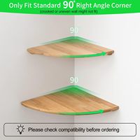 Ensemble de 3 étagères d'angle en bois de chêne massif, étagère d'angle flottante avec extrémité ronde et trou pour fil pour petite plante