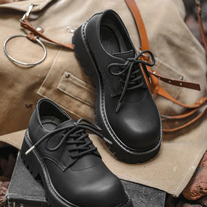 Nouvelles Chaussures Derby pour Hommes, Style Parisien, à Talon Épais et Rehaussant, en Cuir Noir, Style Preppy Britannique, Haut de Gamme, Tendance, pour le Campus - Product Image 4