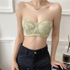 Reggiseno push-up senza spalline in pizzo da donna Wildness, bralette balconette <span class=keywords><strong>con</strong></span> <span class=keywords><strong>ferretto</strong></span> senza imbottitura, reggiseno bandeau convertibile multiuso per donna - Product Image 2