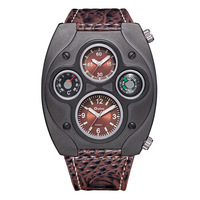 OULM 9155 Erkek Stili Benzersiz Marka Quartz Mekanizmalı Kol Saati Büyük Kadran Deri Kayışlı Pusulalı Lüks Erkek Saatleri Montres Reloj
